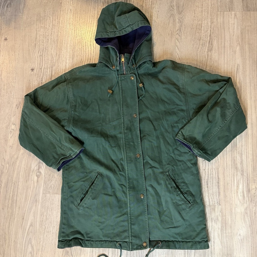 AJ Sport Vintage Green Blue Reversible Field Barn Jacket Size Medium Cotton